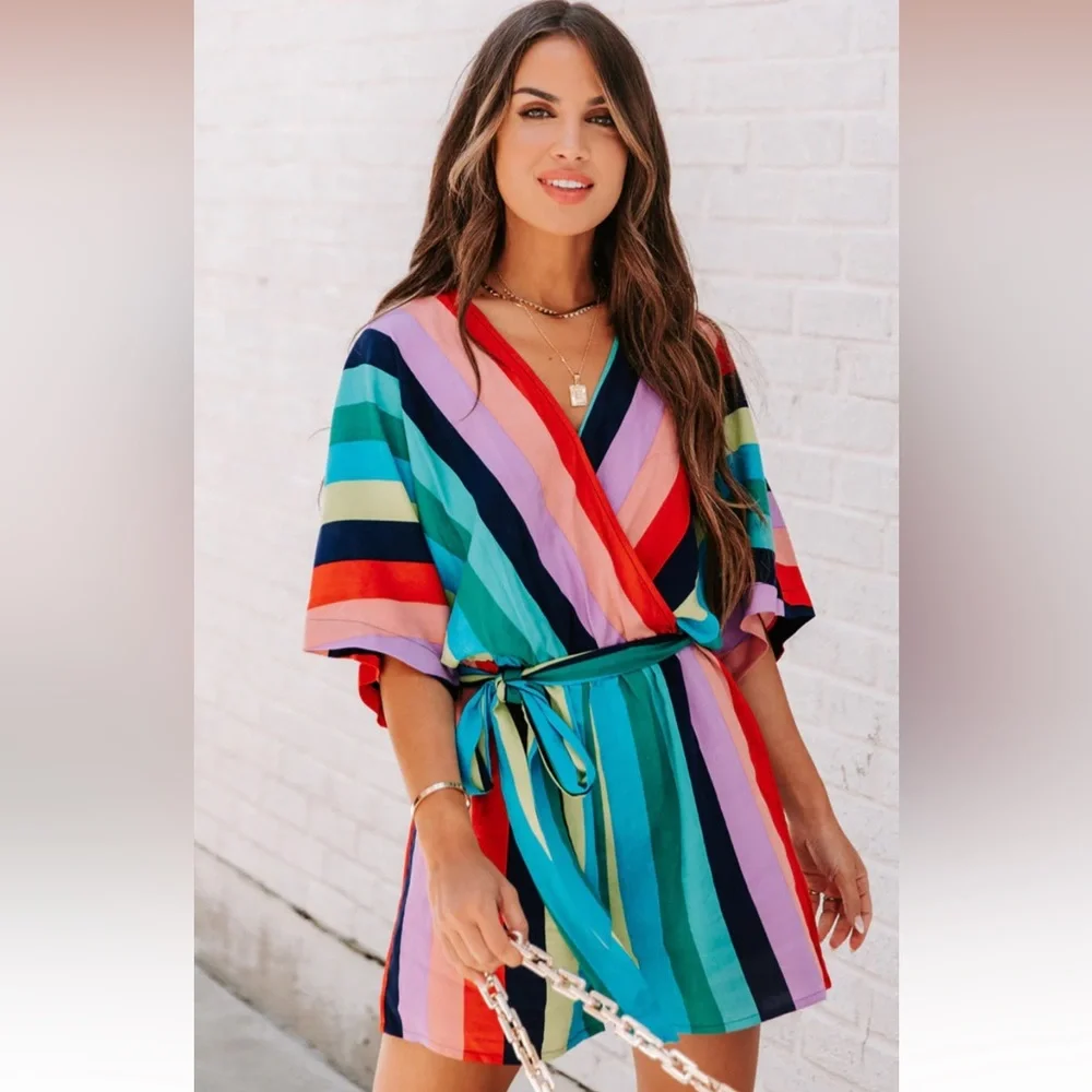 NWT!! CHASING RAINBOWS- KIMONO ROMPER